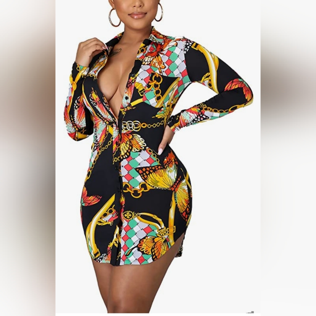 Butterfly Print Tunic Dress